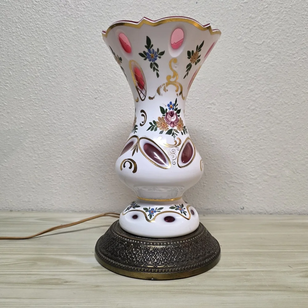 Vintage Bohemian Czech Glass Vintage Lamp